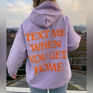 Text Me When You Get Home Lonely Ghost Purple and Orange Hoodie size M
